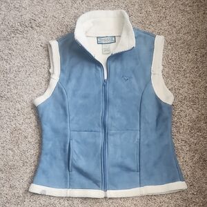 Shyanne Blue and White Fleece-Lined Vest